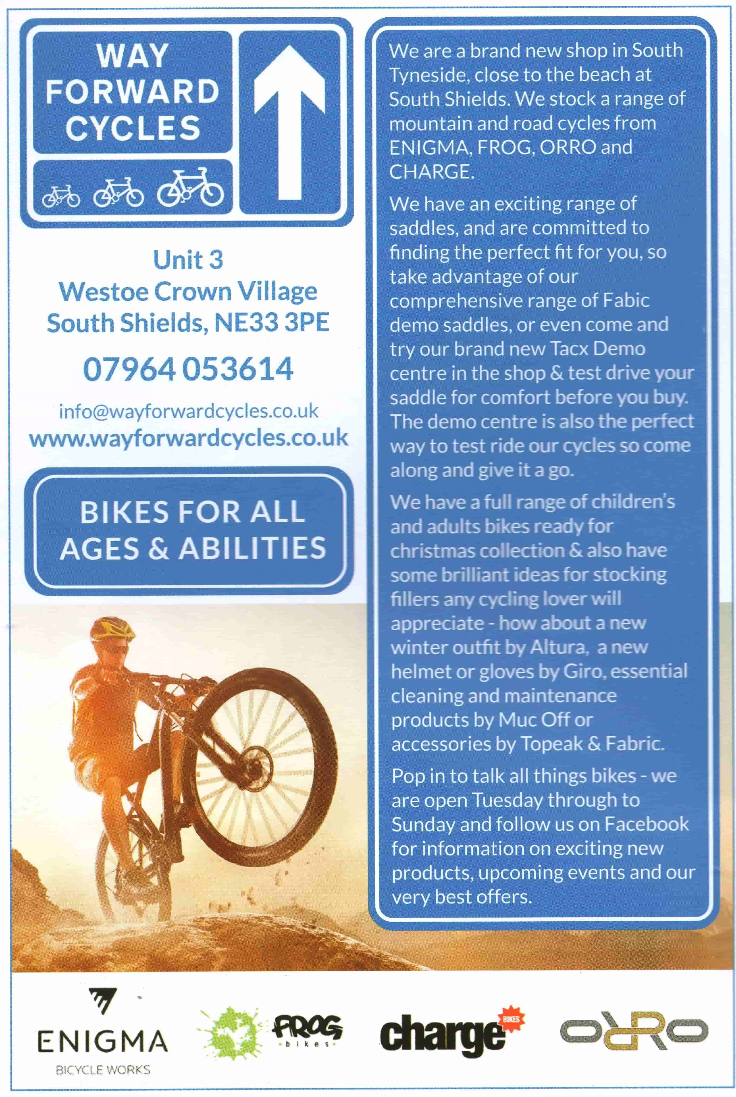Way Forward Cycles Westoe Crown Village South Shields NE33 3PE Flyer Way Forward Cycles Westoe Crown Village South Shields NE33 3PE Flyer