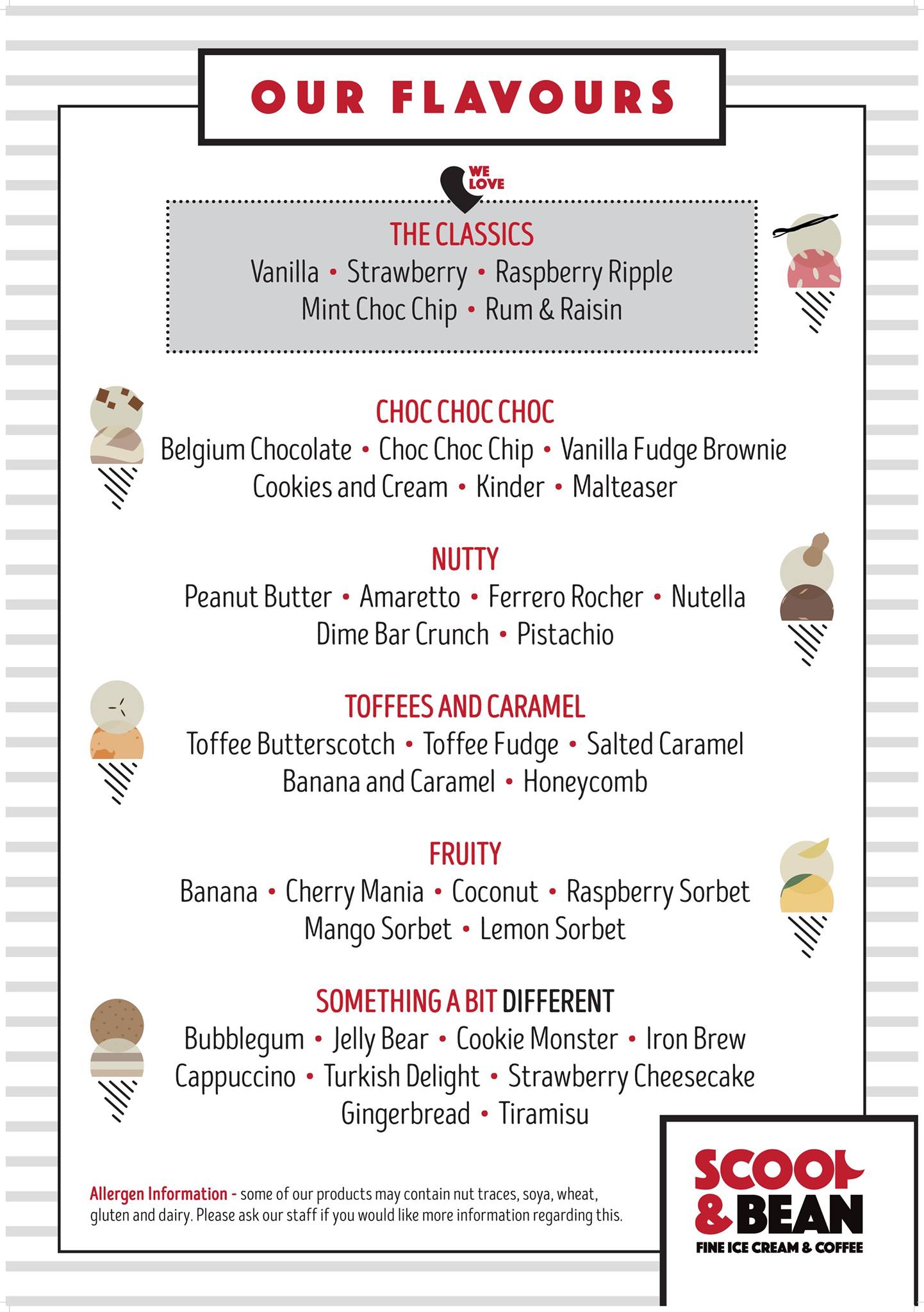 Scoop & Bean Sea Road South Shields Ice Cream Flavours