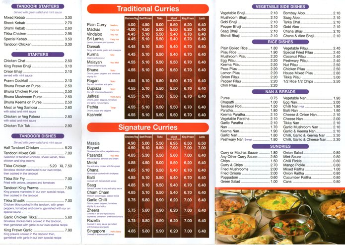 Eastern Eye Tandoori 4 Chichester Road South Shields NE33 4AF Menu 2 Eastern