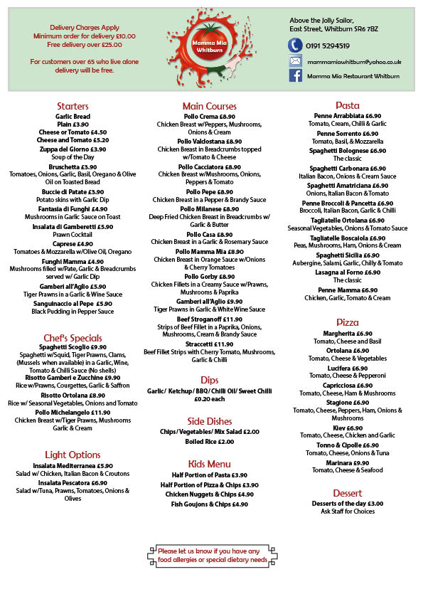 Mamma Mia Restaurant East Street Whitburn SR6 7BZ South Tyneside