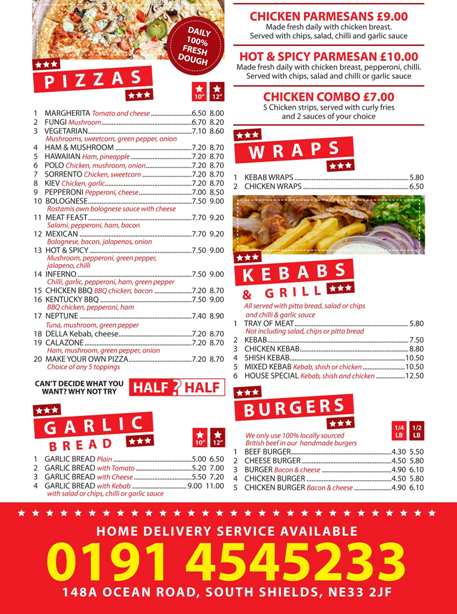 Rostami's Takeaway South Shields Menu