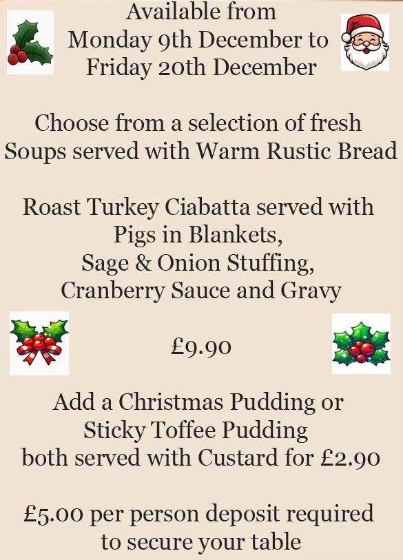 Café Boldon The Quadrus Centre Boldon Business Park South Tyneside NE35 9PF Christmas Menu